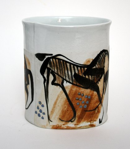 Oval vase med heste, Birgit Krogh