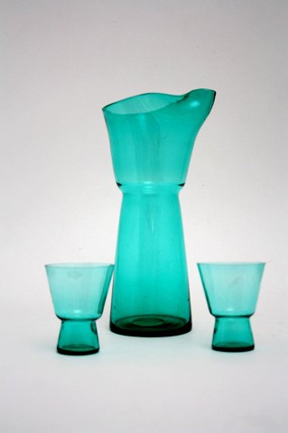 Kande med 2 glas, Grøn serie, Kastrup glasværk